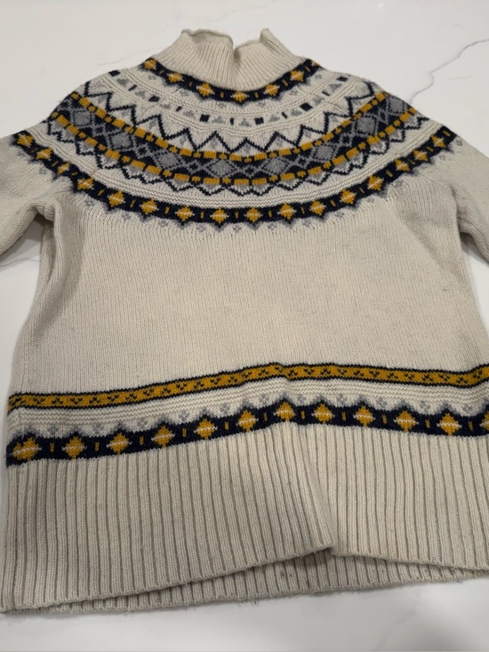 J. Crew Sweaters - J.Crew Fair Isle Mockneck Pullover Sweater Cream & Blue XS